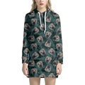 Shar Pei Face Pattern Print Pullover Hoodie Dress