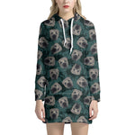 Shar Pei Face Pattern Print Hoodie Dress