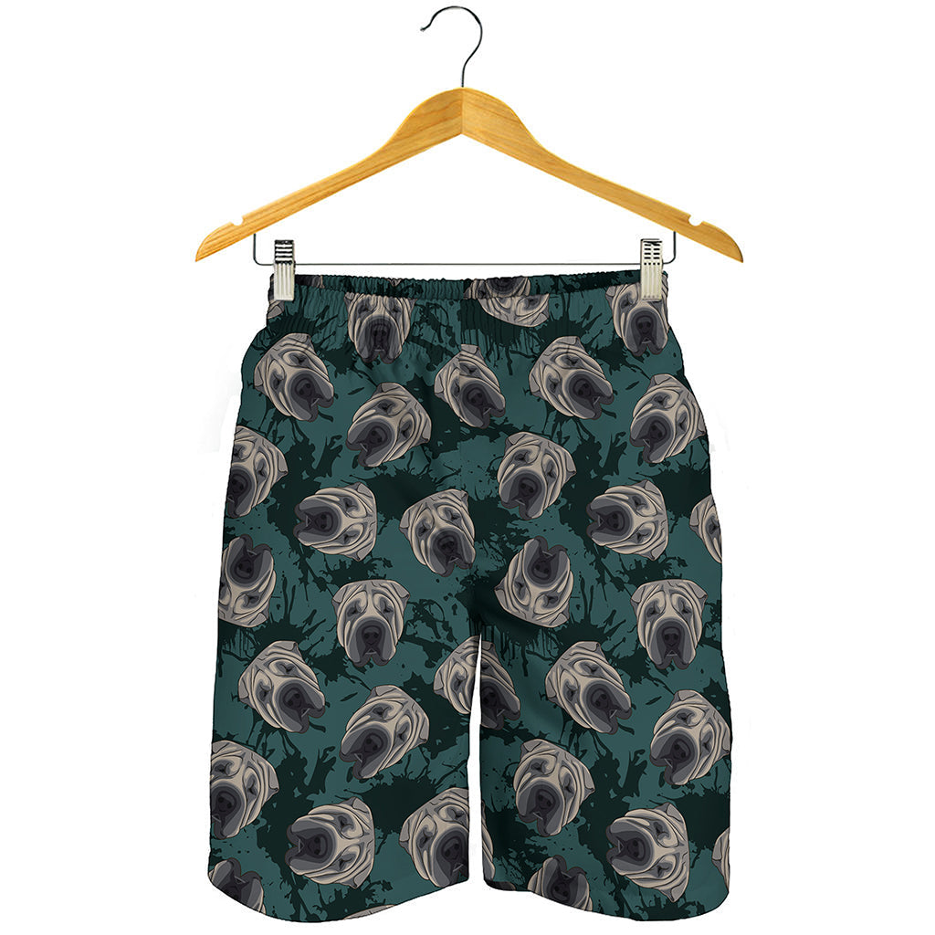 Shar Pei Face Pattern Print Men's Shorts