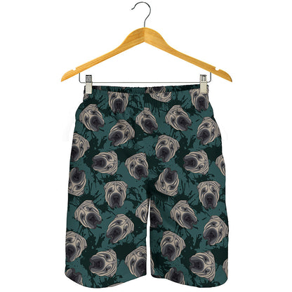 Shar Pei Face Pattern Print Men's Shorts