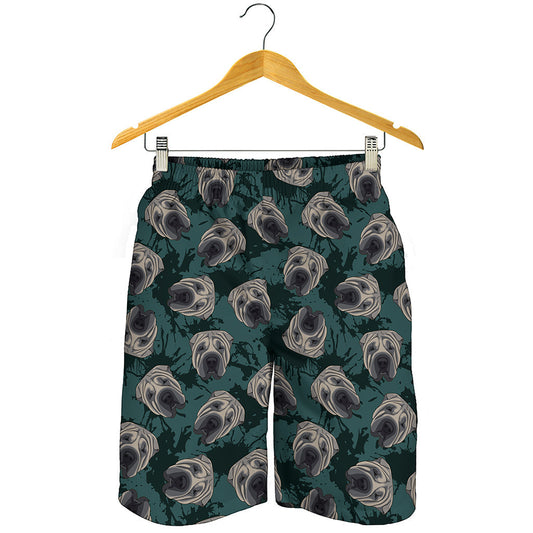 Shar Pei Face Pattern Print Men's Shorts