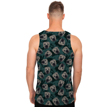 Shar Pei Face Pattern Print Men's Tank Top