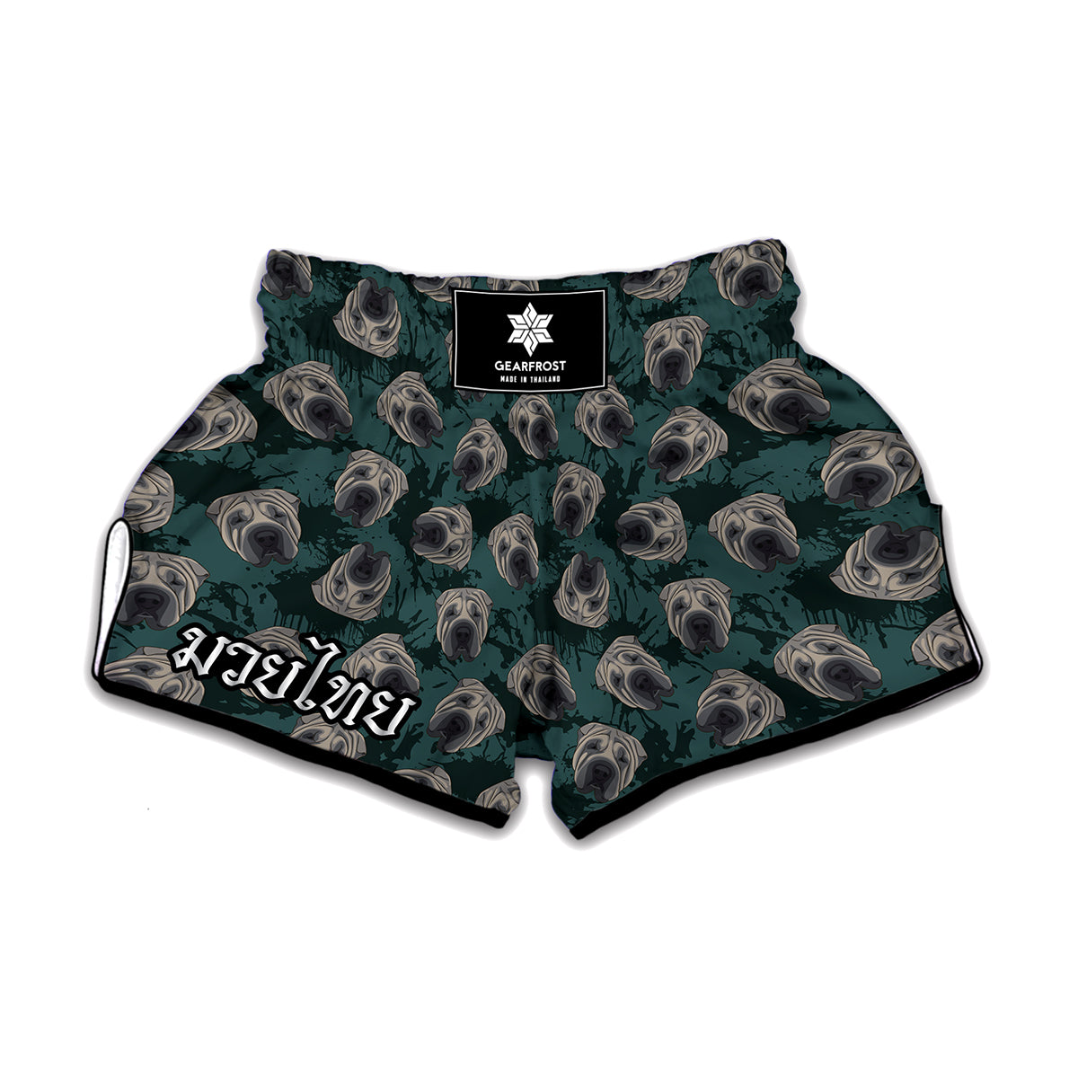 Shar Pei Face Pattern Print Muay Thai Boxing Shorts