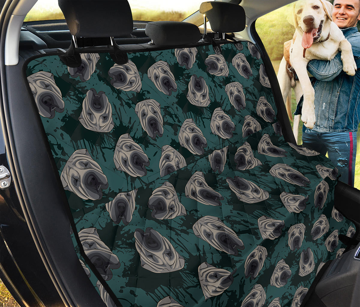 Shar Pei Face Pattern Print Pet Car Back Seat Cover