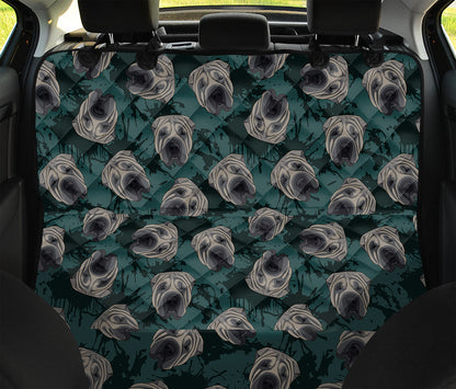 Shar Pei Face Pattern Print Pet Car Back Seat Cover