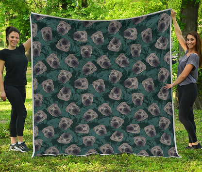 Shar Pei Face Pattern Print Quilt