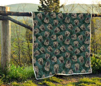 Shar Pei Face Pattern Print Quilt