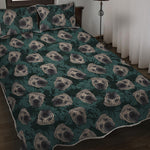 Shar Pei Face Pattern Print Quilt Bed Set