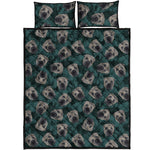 Shar Pei Face Pattern Print Quilt Bed Set