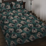 Shar Pei Face Pattern Print Quilt Bed Set