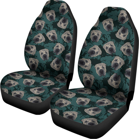 Shar Pei Face Pattern Print Universal Fit Car Seat Covers