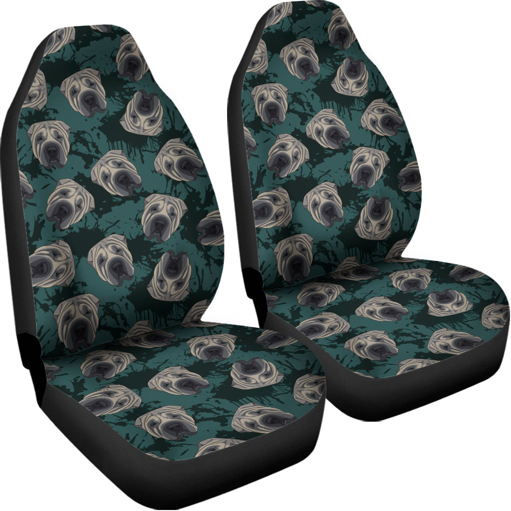 Shar Pei Face Pattern Print Universal Fit Car Seat Covers