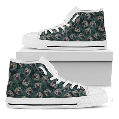 Shar Pei Face Pattern Print White High Top Shoes