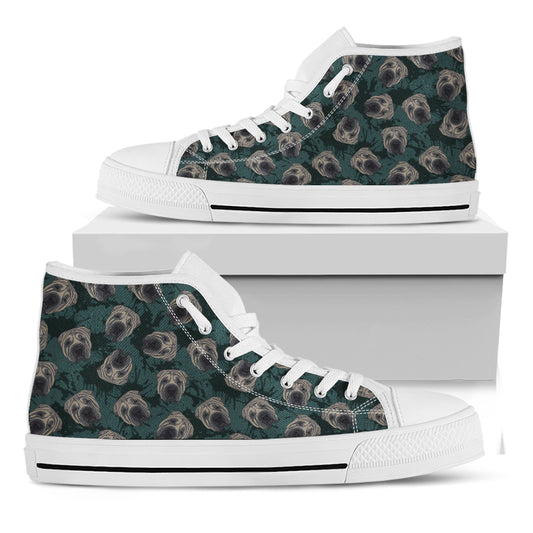 Shar Pei Face Pattern Print White High Top Shoes