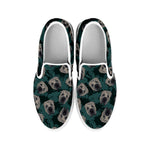 Shar Pei Face Pattern Print White Slip On Shoes
