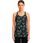 Shar Pei Face Pattern Print Women's Racerback Tank Top