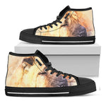 Shar Pei Portrait Print Black High Top Shoes