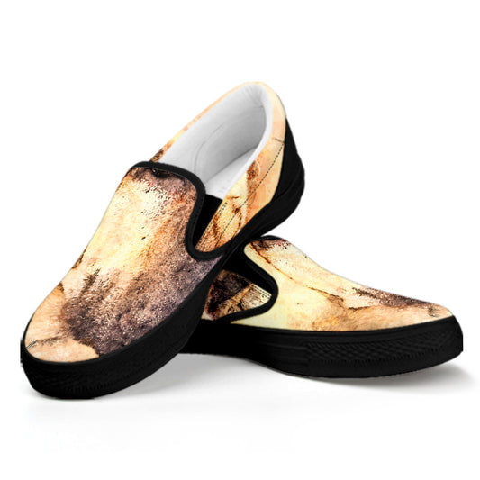 Shar Pei Portrait Print Black Slip On Shoes