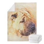 Shar Pei Portrait Print Blanket