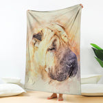Shar Pei Portrait Print Blanket