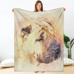 Shar Pei Portrait Print Blanket