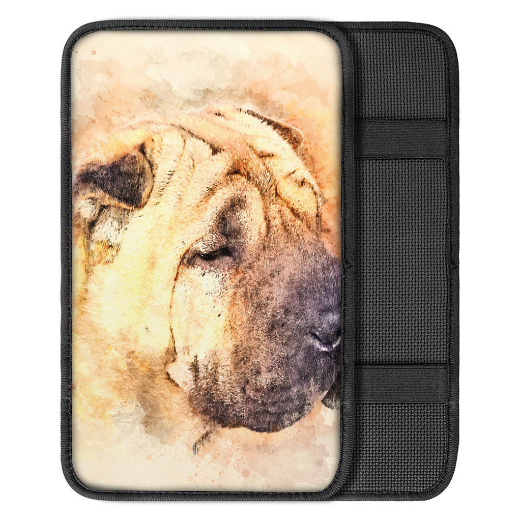 Shar Pei Portrait Print Car Center Console Cover