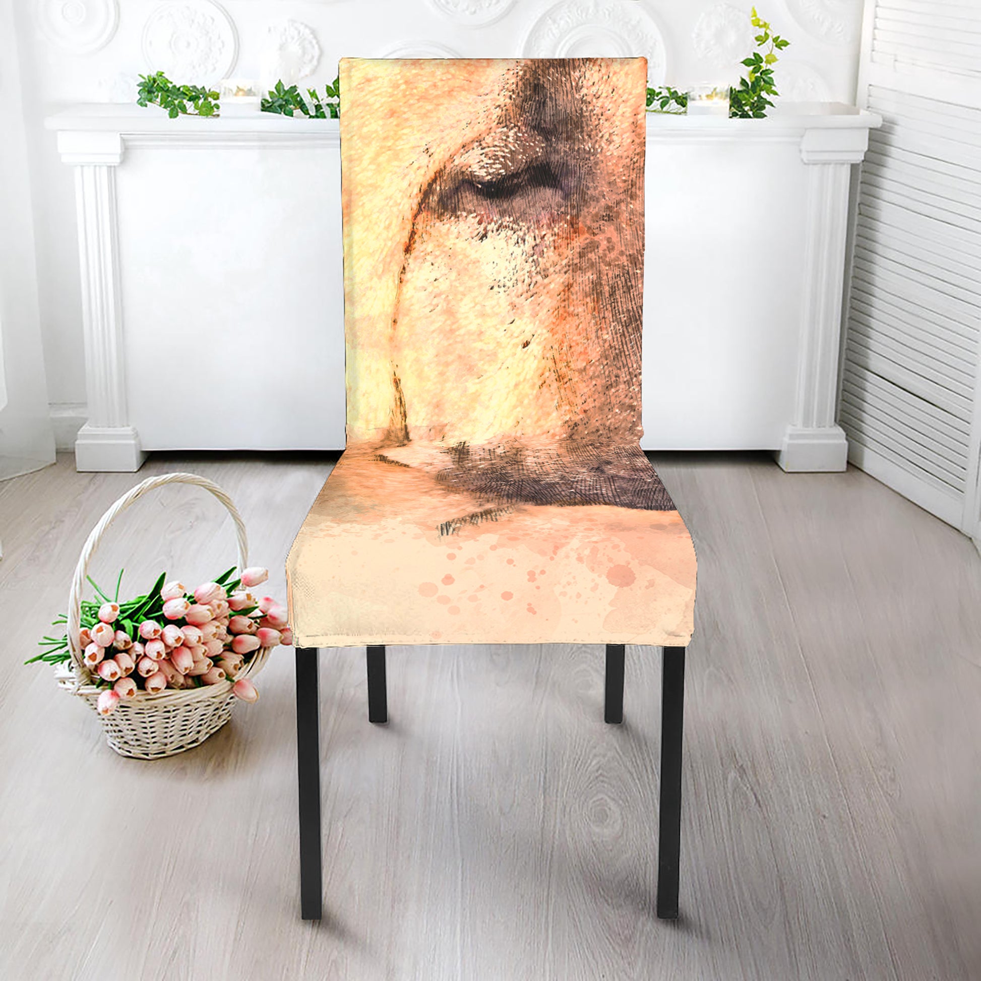 Shar Pei Portrait Print Dining Chair Slipcover