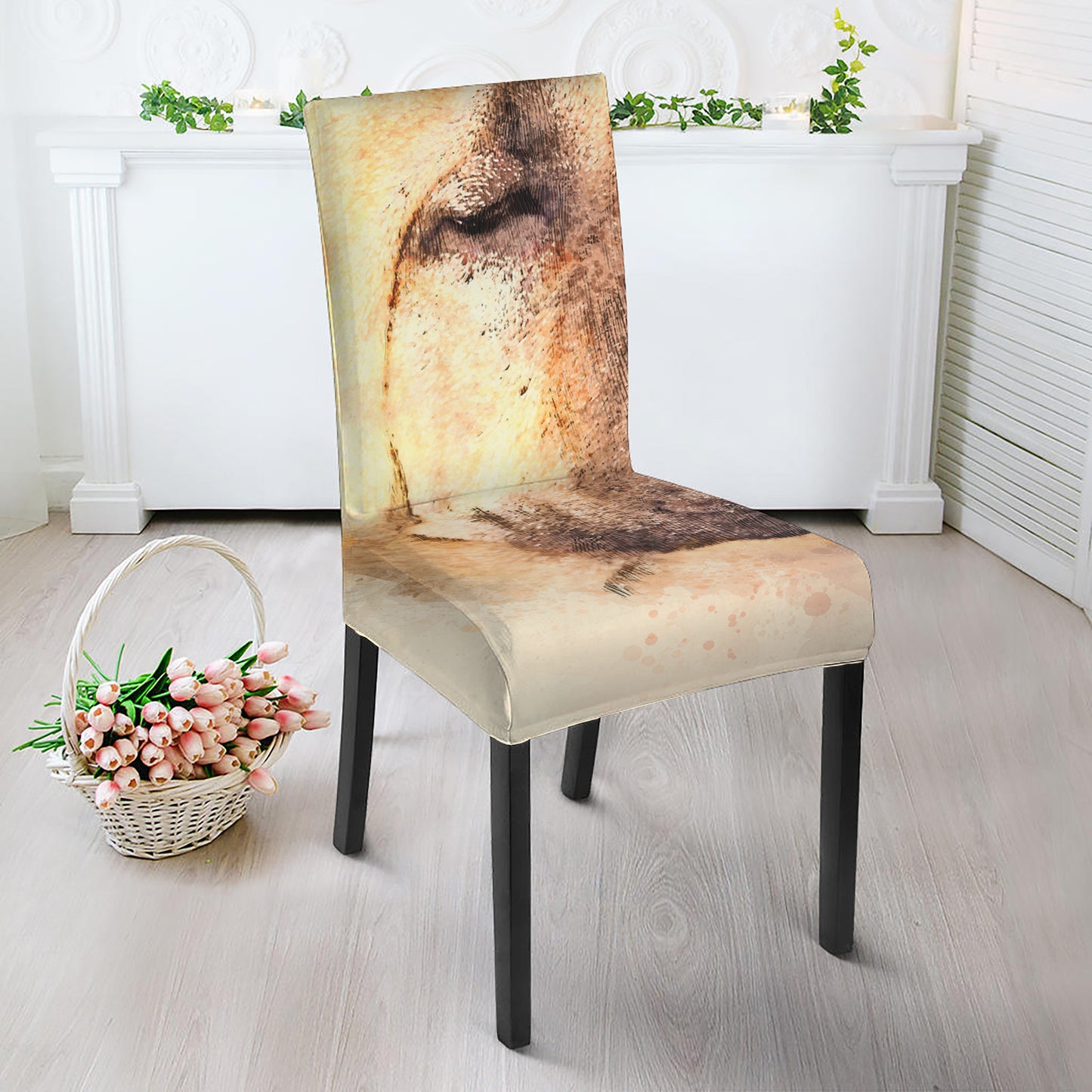 Shar Pei Portrait Print Dining Chair Slipcover