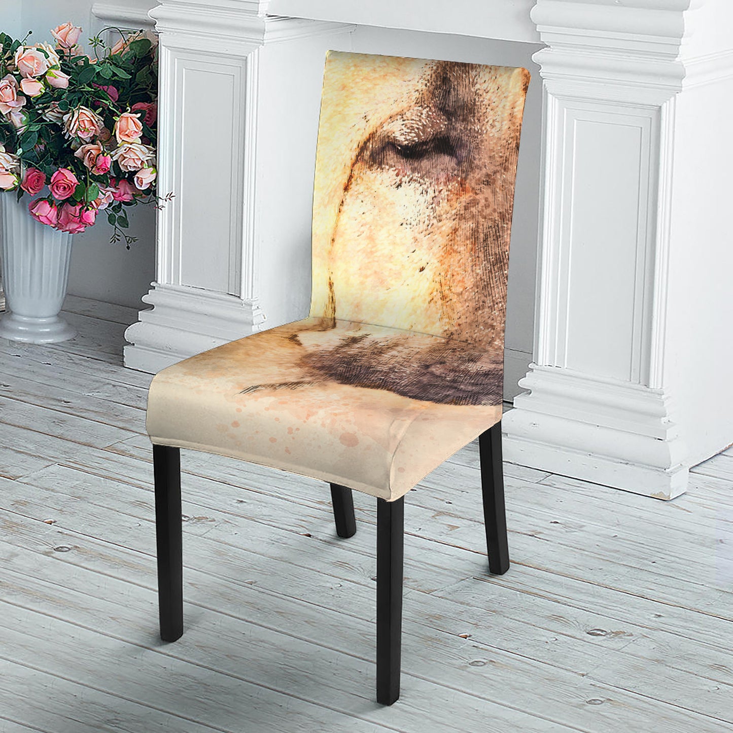 Shar Pei Portrait Print Dining Chair Slipcover