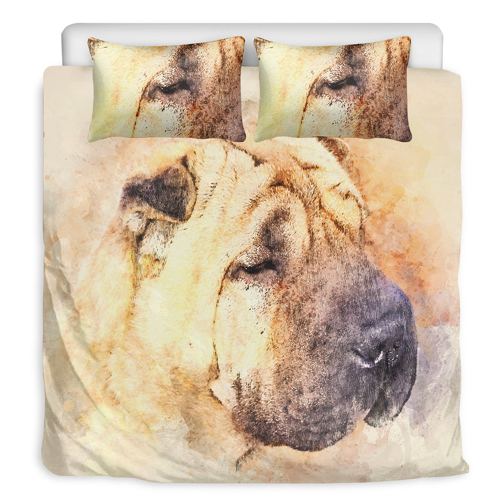 Shar Pei Portrait Print Duvet Cover Bedding Set
