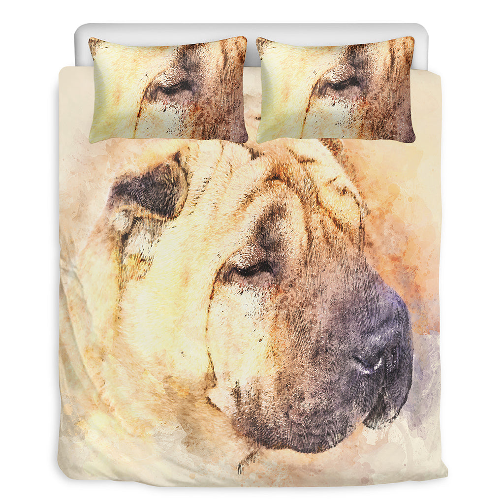 Shar Pei Portrait Print Duvet Cover Bedding Set