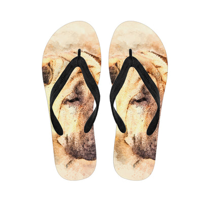 Shar Pei Portrait Print Flip Flops