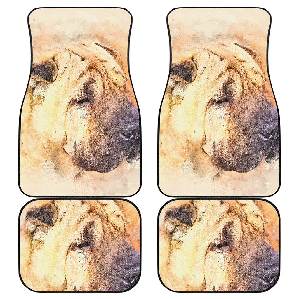 Shar Pei Portrait Print Front and Back Car Floor Mats
