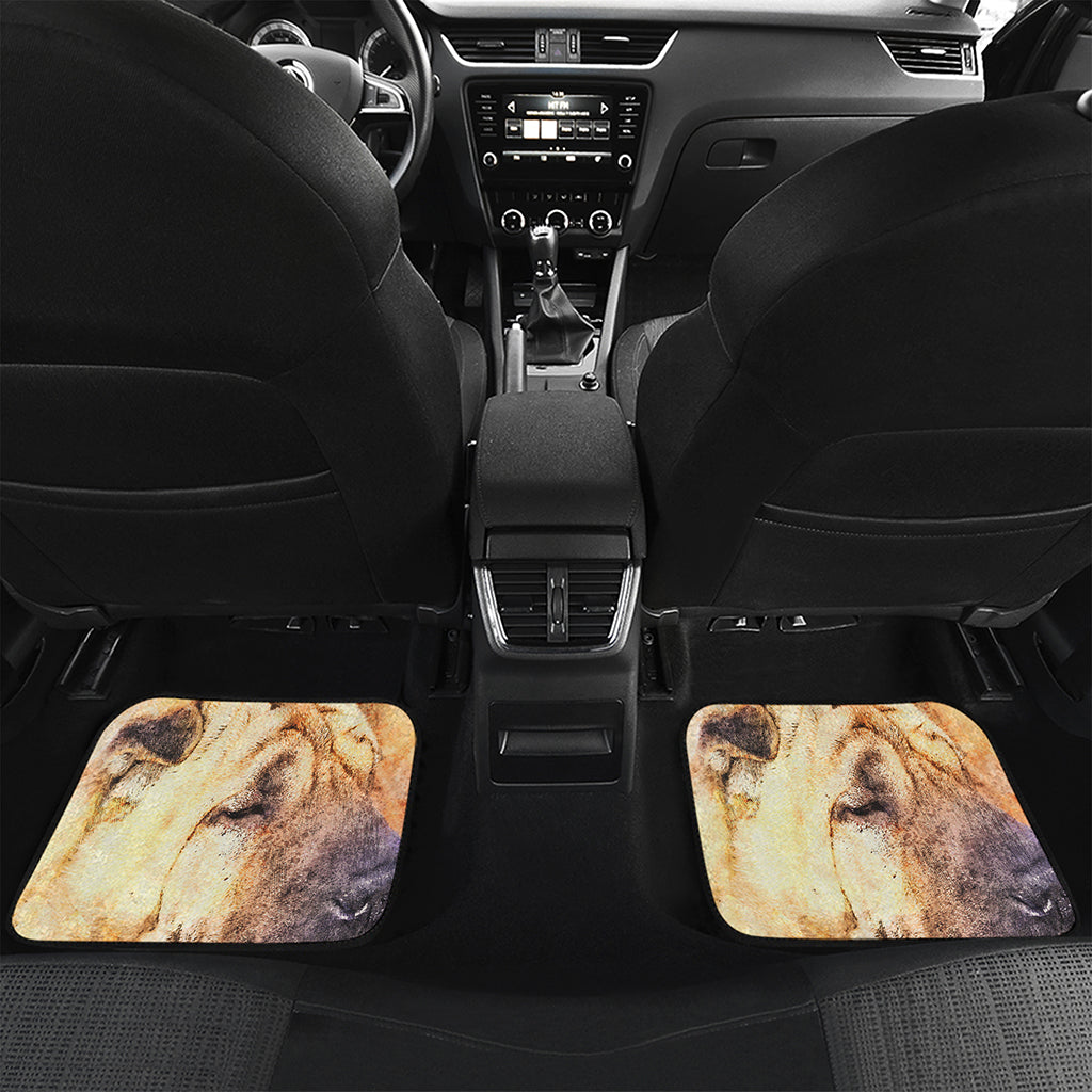 Shar Pei Portrait Print Front and Back Car Floor Mats