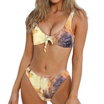 Shar Pei Portrait Print Front Bow Tie Bikini