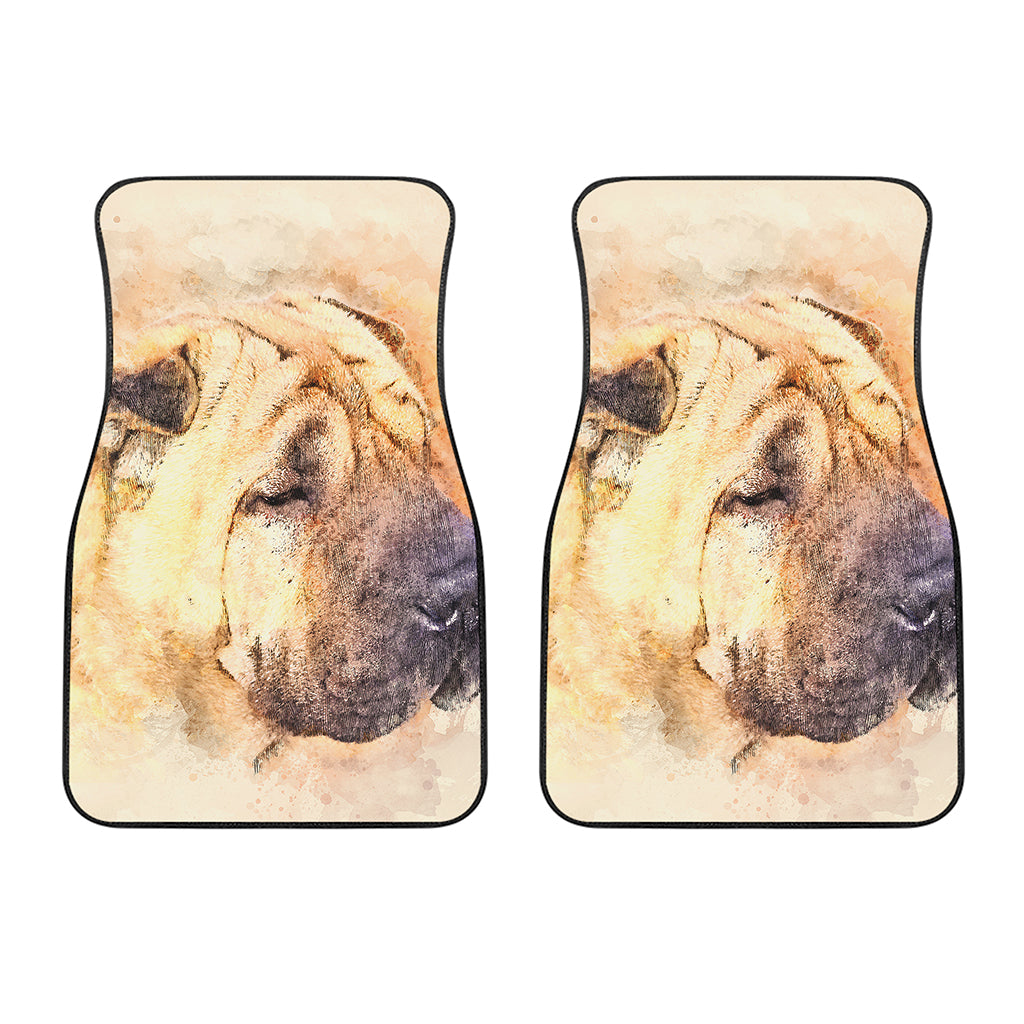 Shar Pei Portrait Print Front Car Floor Mats