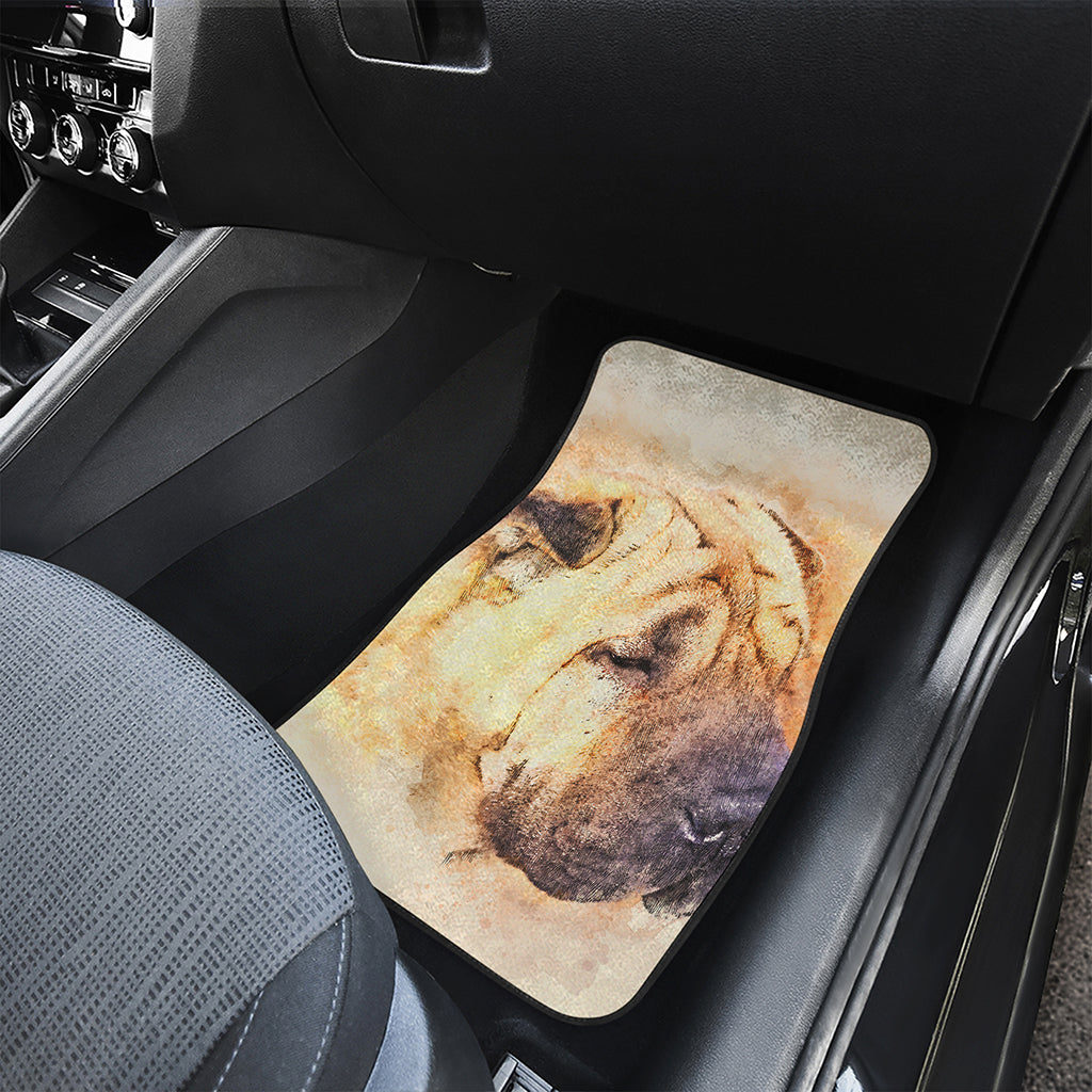 Shar Pei Portrait Print Front Car Floor Mats