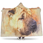 Shar Pei Portrait Print Hooded Blanket