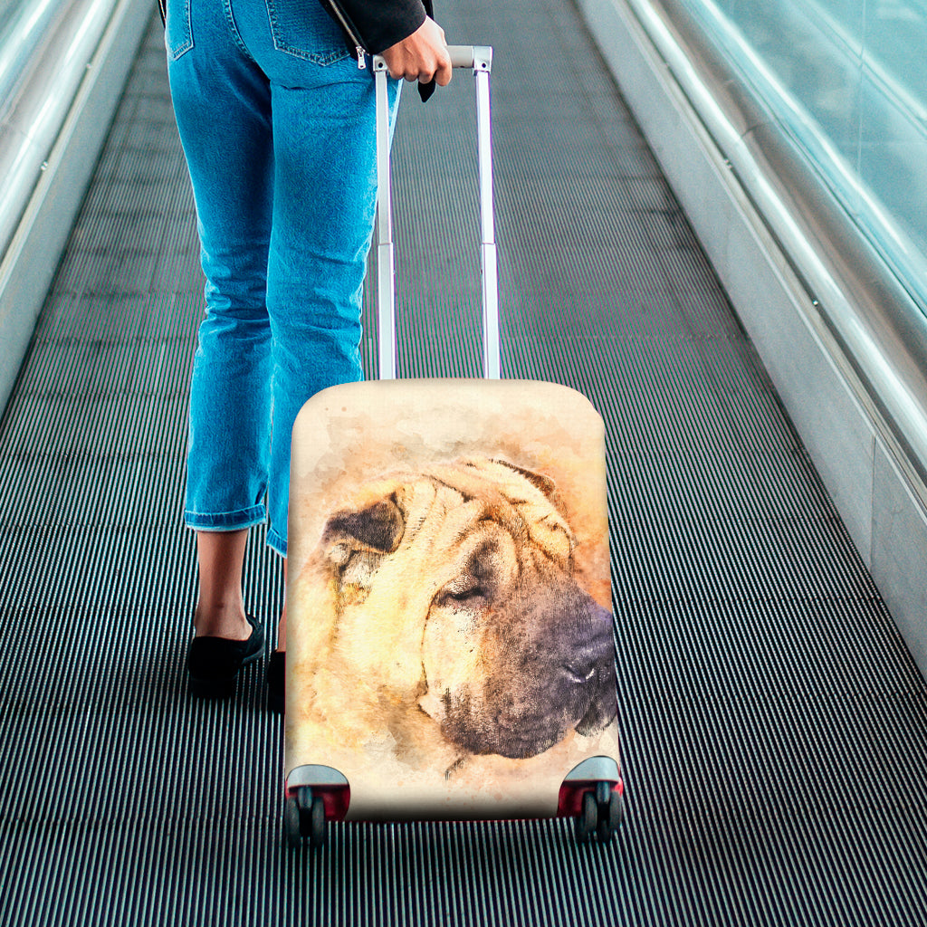 Shar Pei Portrait Print Luggage Cover
