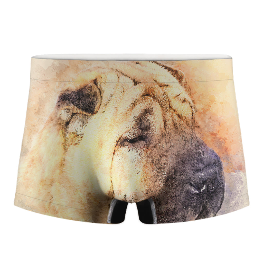 Shar Pei Portrait Print Men's Boxer Briefs