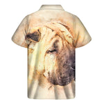 Shar Pei Portrait Print Men's Short Sleeve Shirt