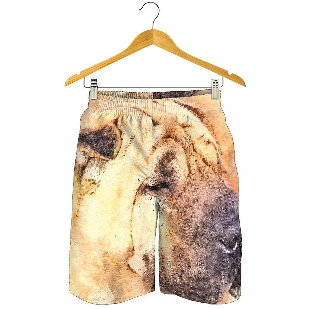 Shar Pei Portrait Print Men's Shorts