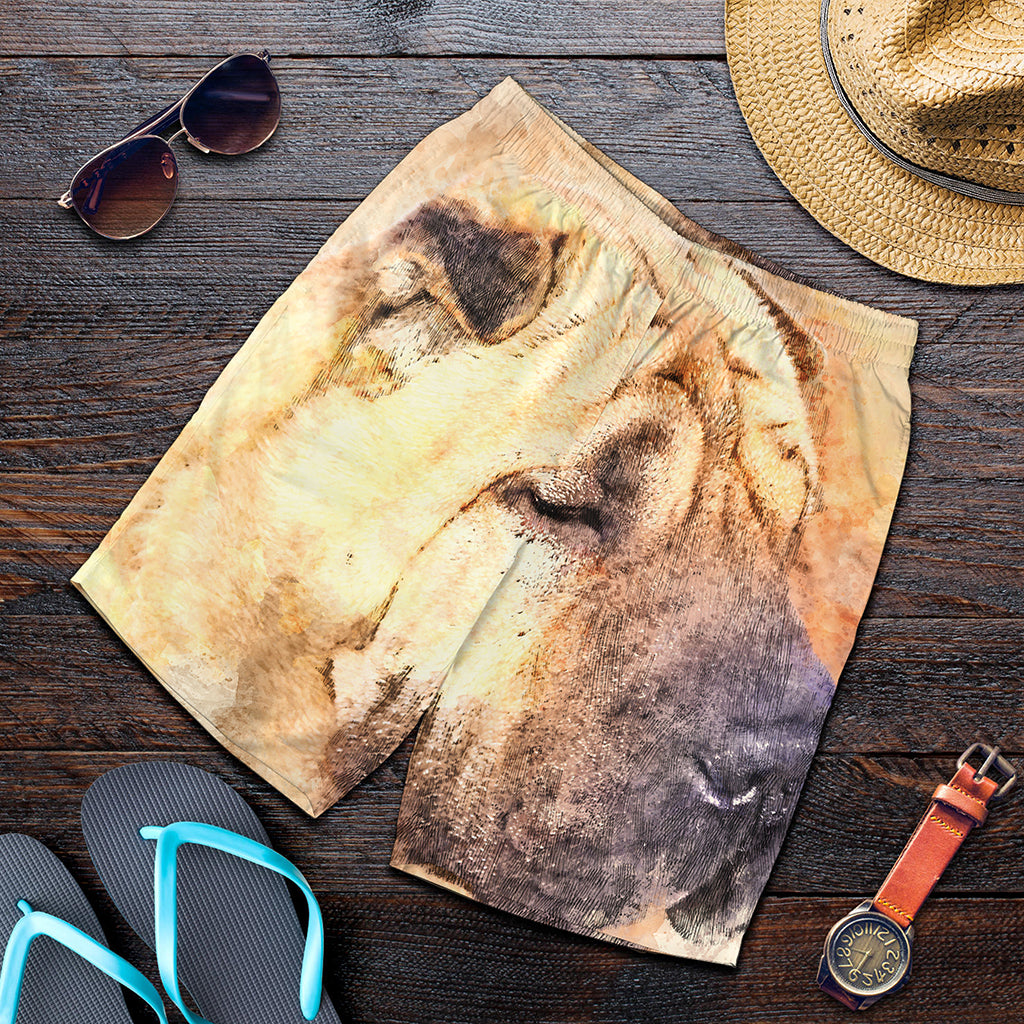 Shar Pei Portrait Print Men's Shorts
