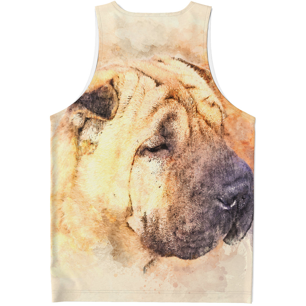 Shar Pei Portrait Print Men's Tank Top