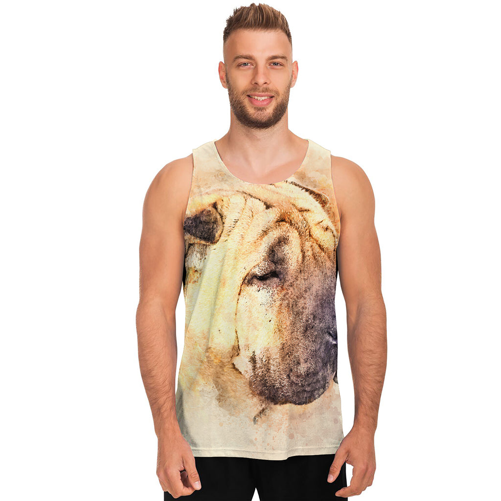 Shar Pei Portrait Print Men's Tank Top