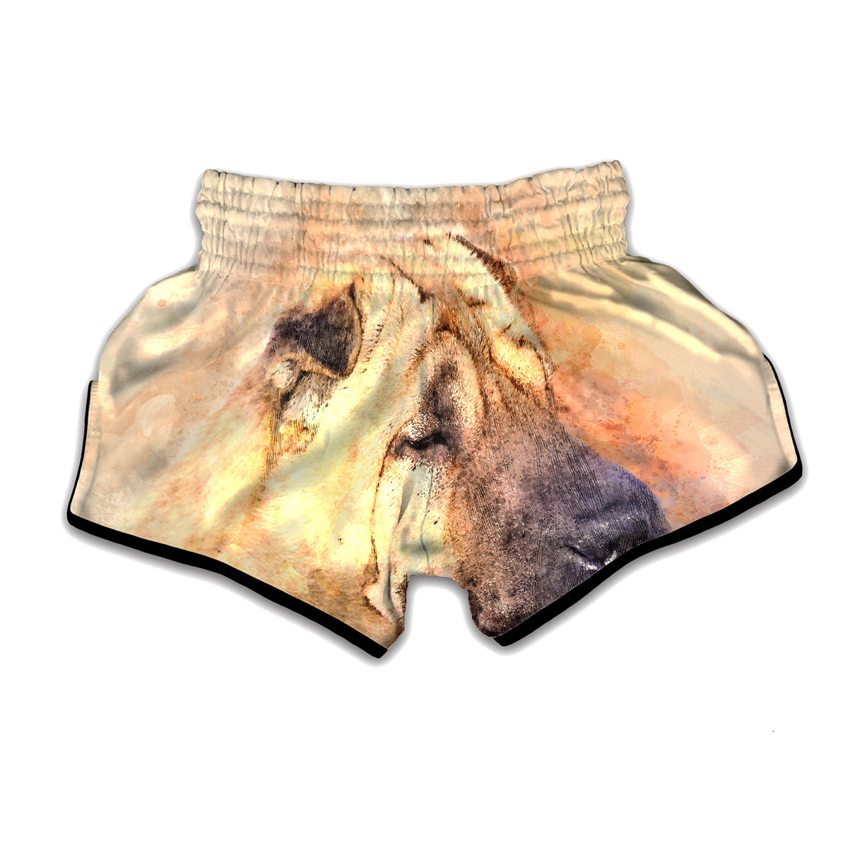 Shar Pei Portrait Print Muay Thai Boxing Shorts