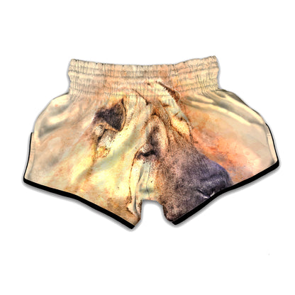 Shar Pei Portrait Print Muay Thai Boxing Shorts