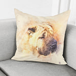 Shar Pei Portrait Print Pillow Cover