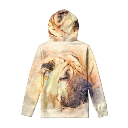 Shar Pei Portrait Print Pullover Hoodie