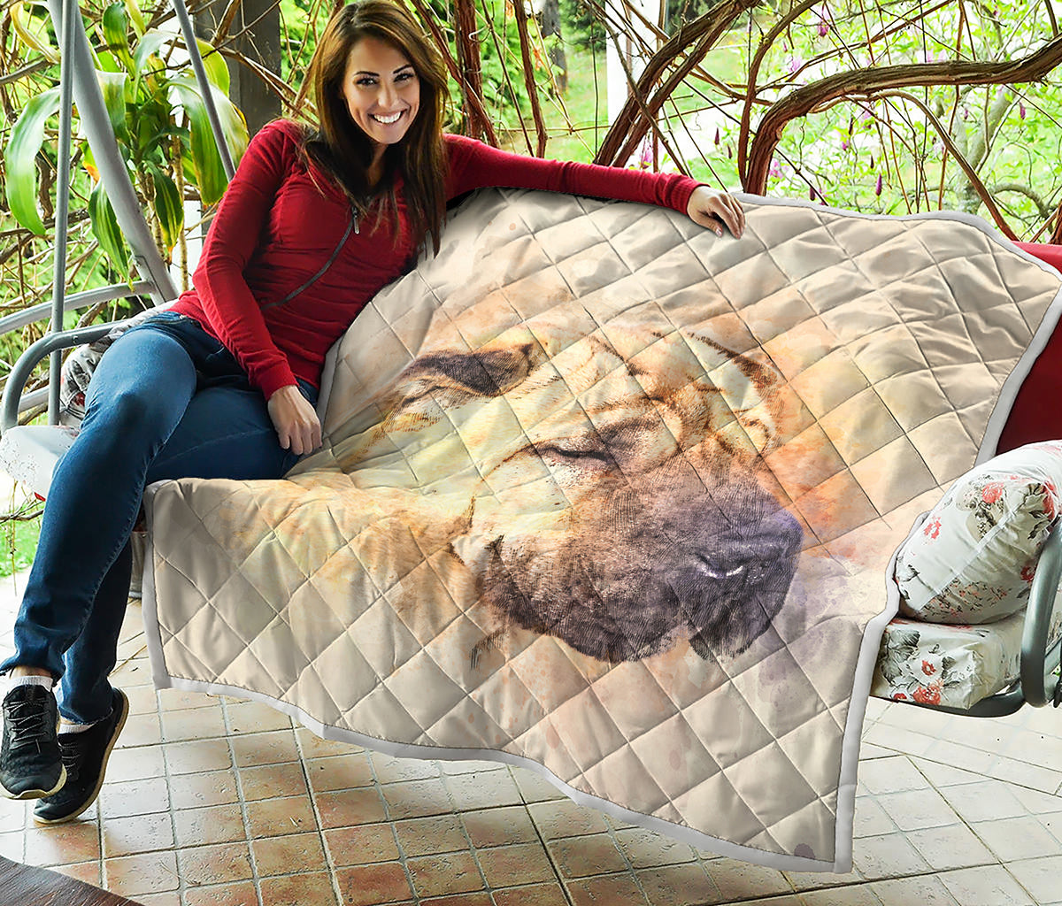 Shar Pei Portrait Print Quilt
